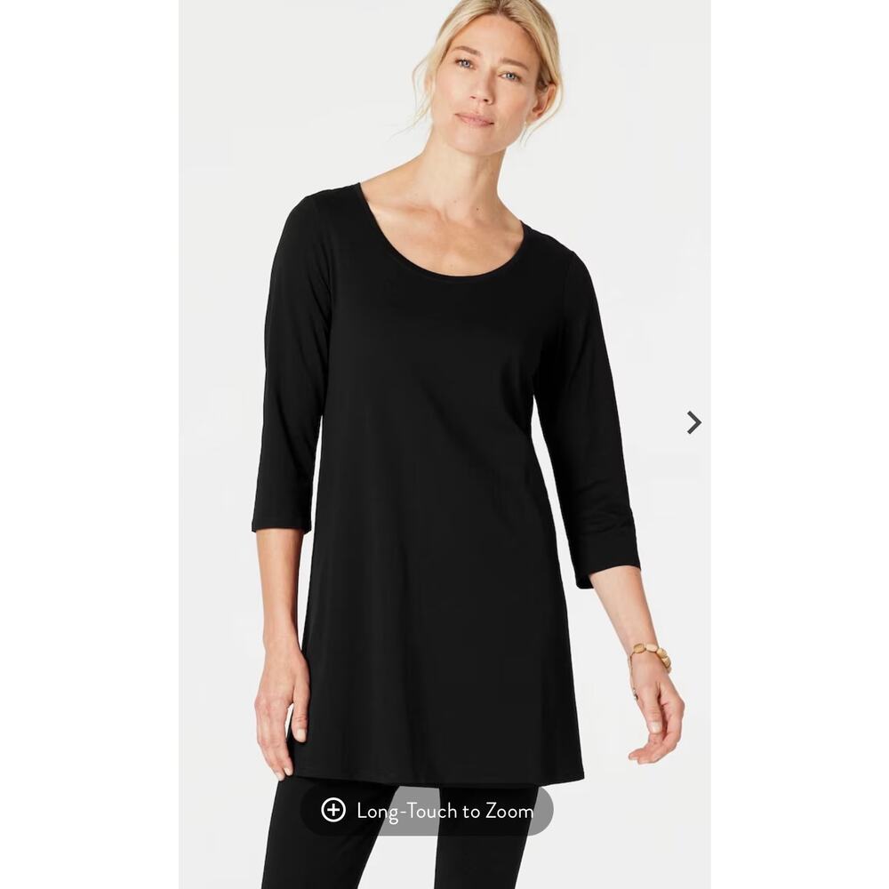 I. Jill Women’s Pure Jill Ballet-Sleeve Tunic black minimalist size small